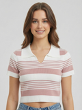 Stripe Polo Knit Top