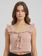 Noir Flutter Tie Crop Top