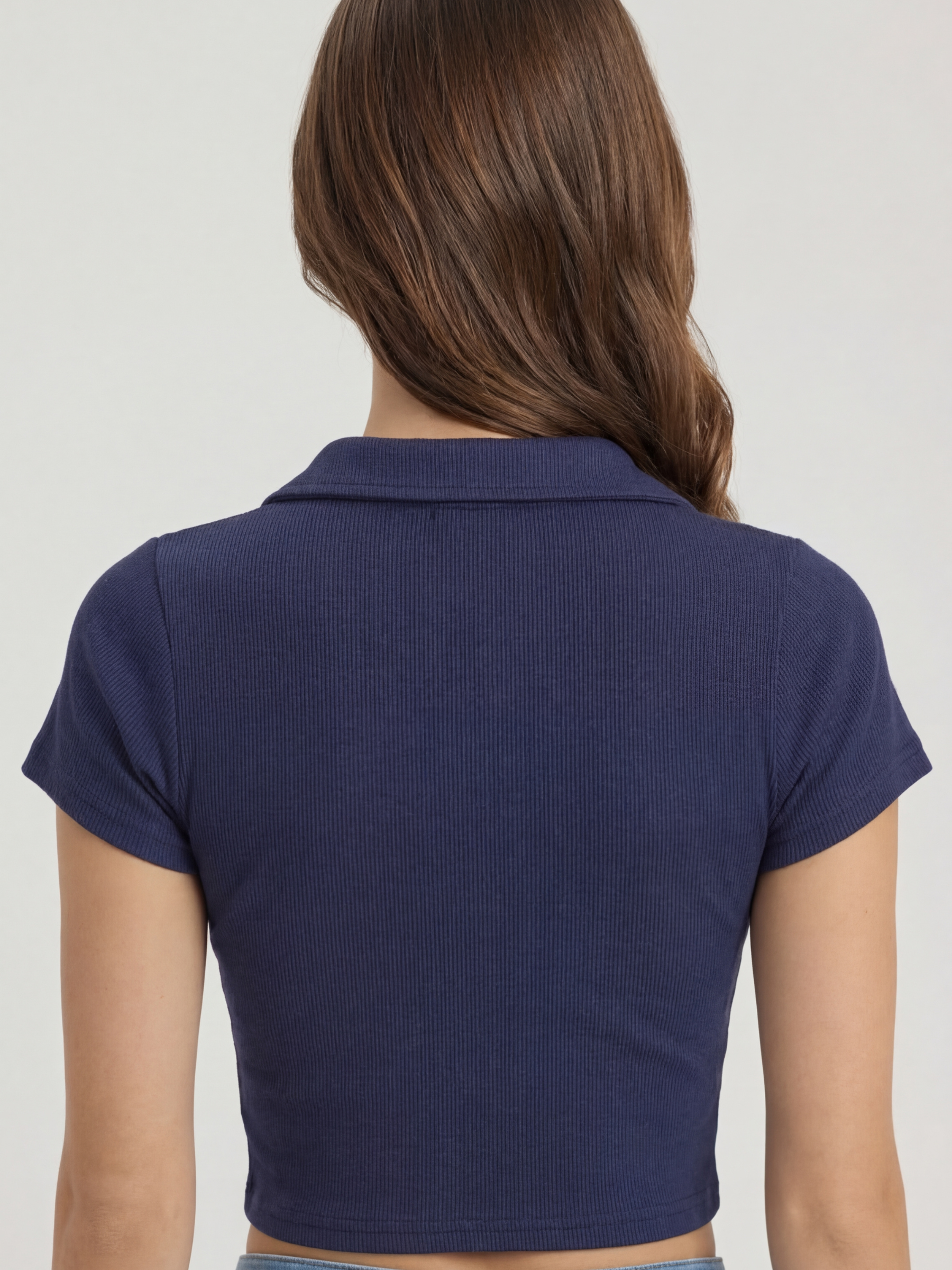 Everyday Ribbed Polo Crop Top