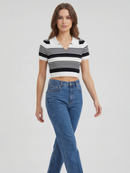 Stripe Polo Knit Top