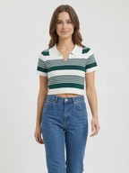 Stripe Polo Knit Top
