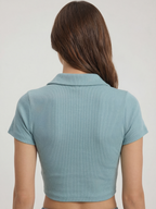Everyday Ribbed Polo Crop Top